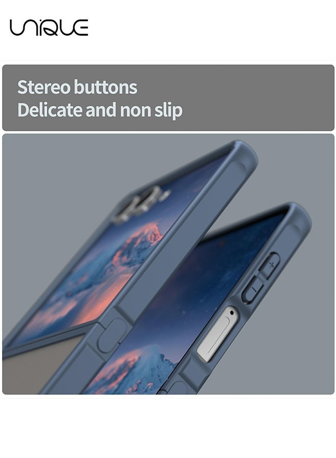 Unique Compatible with Samsung Galaxy Z Flip 7 Case - Translucent Frosted Phone Case - PC Durable Phone Protector - TPU Shockproof Protective Case - Blue - Image 3